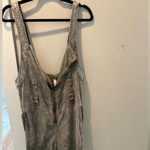 Free people green white washed overalls